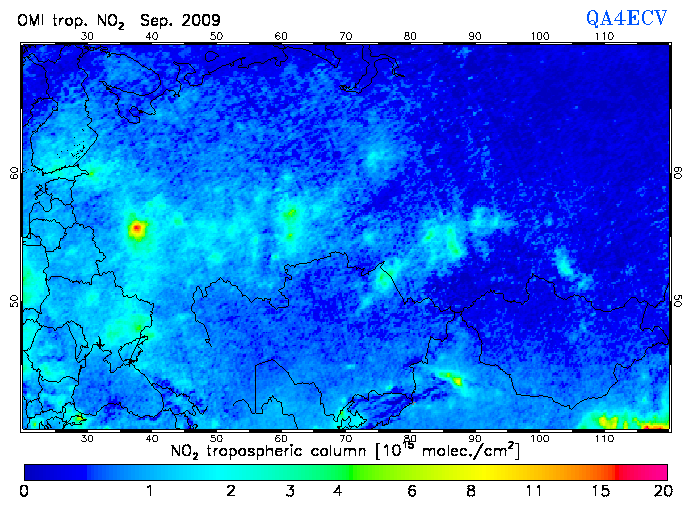 Regional Tropospheric NO2 of September 2009