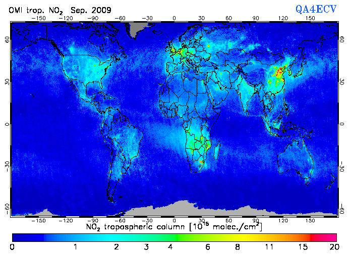 Regional Tropospheric NO2 of September 2009