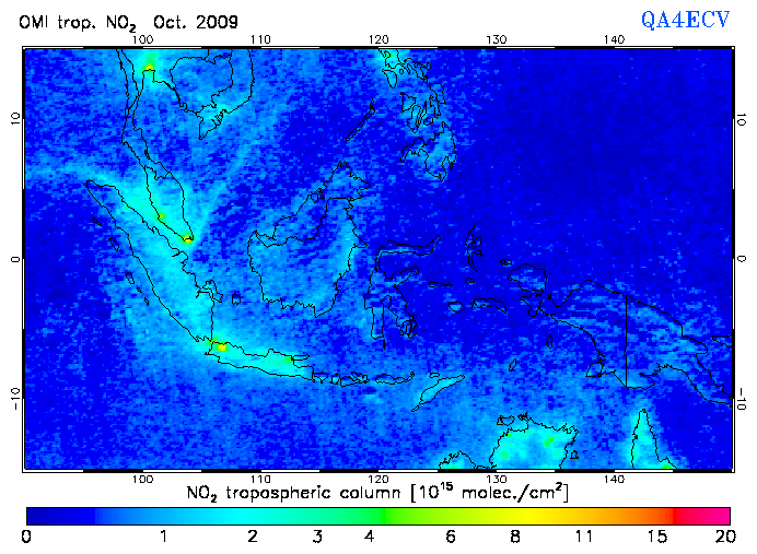 Regional Tropospheric NO2 of October 2009