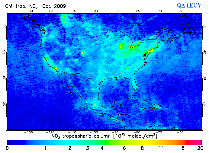 Regional Tropospheric NO2 of October 2009