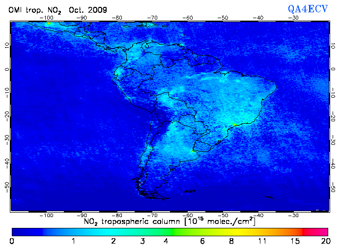 Regional Tropospheric NO2 of October 2009