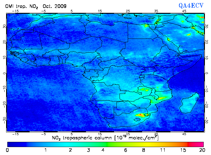Regional Tropospheric NO2 of October 2009