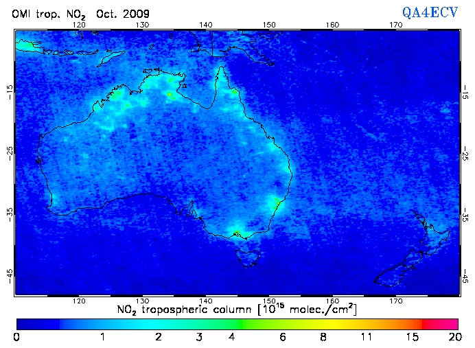 Regional Tropospheric NO2 of October 2009