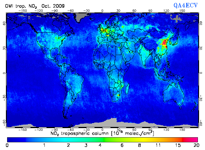 Regional Tropospheric NO2 of October 2009