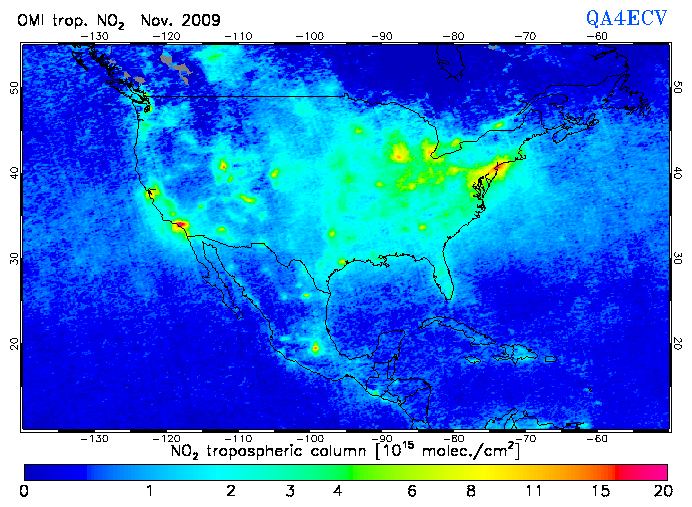 Regional Tropospheric NO2 of November 2009
