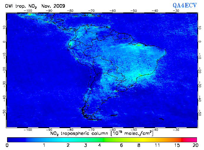 Regional Tropospheric NO2 of November 2009