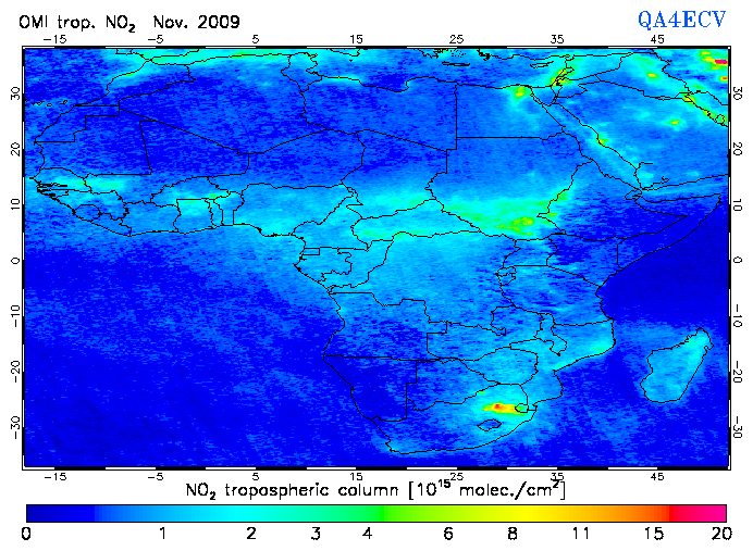 Regional Tropospheric NO2 of November 2009
