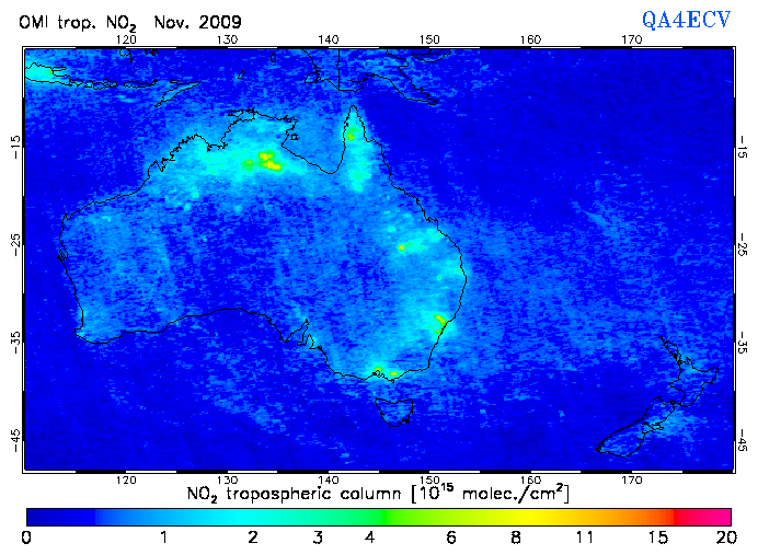 Regional Tropospheric NO2 of November 2009