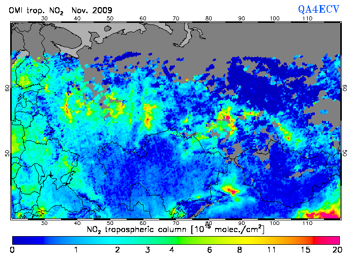 Regional Tropospheric NO2 of November 2009