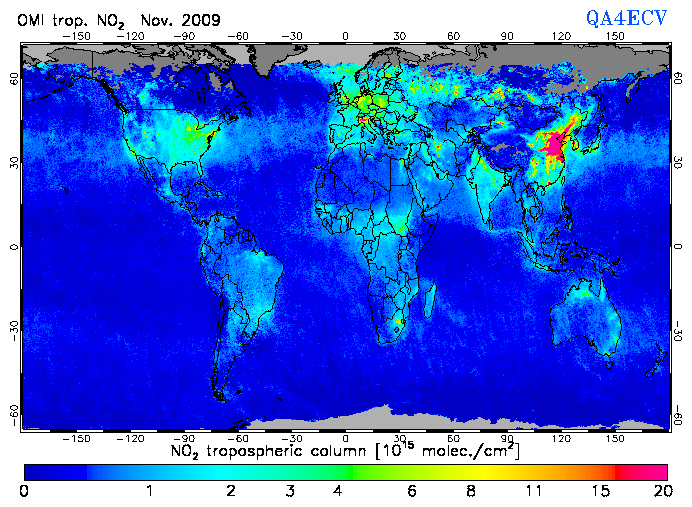 Regional Tropospheric NO2 of November 2009