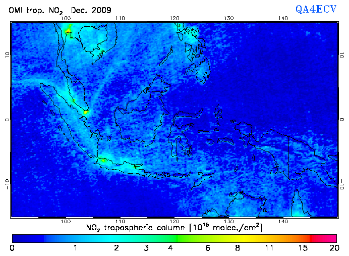 Regional Tropospheric NO2 of December 2009