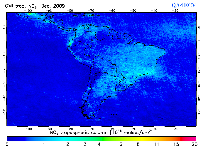 Regional Tropospheric NO2 of December 2009