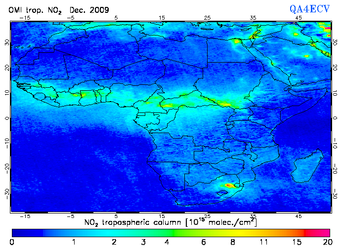Regional Tropospheric NO2 of December 2009