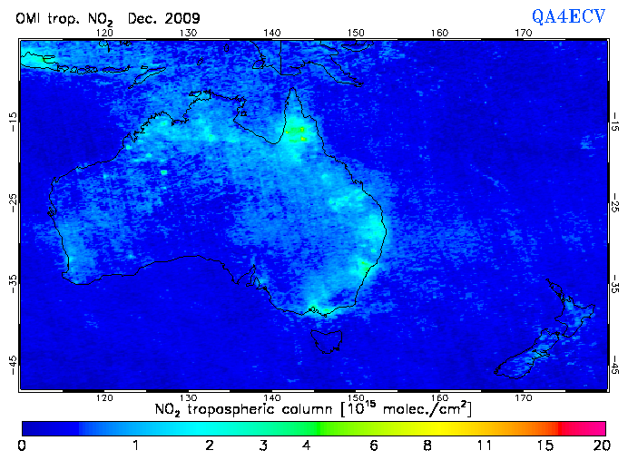 Regional Tropospheric NO2 of December 2009