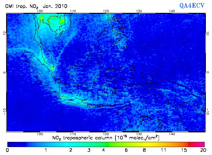 Regional Tropospheric NO2 of January 2010
