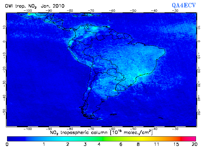 Regional Tropospheric NO2 of January 2010