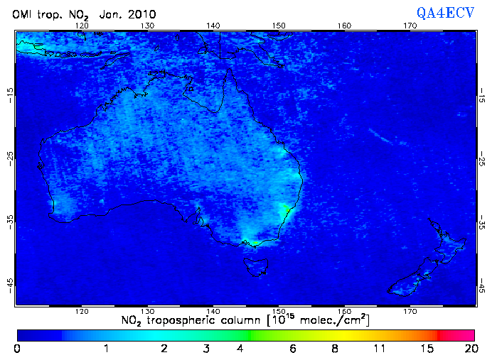 Regional Tropospheric NO2 of January 2010