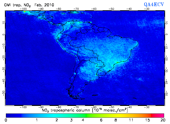 Regional Tropospheric NO2 of February 2010