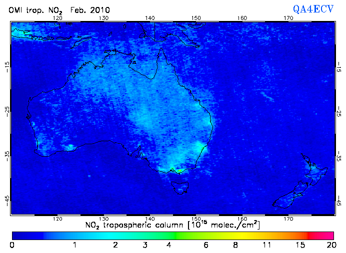 Regional Tropospheric NO2 of February 2010
