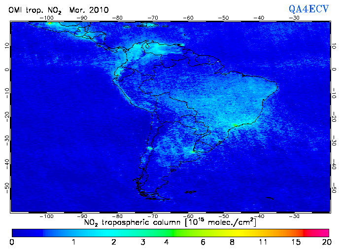 Regional Tropospheric NO2 of March 2010