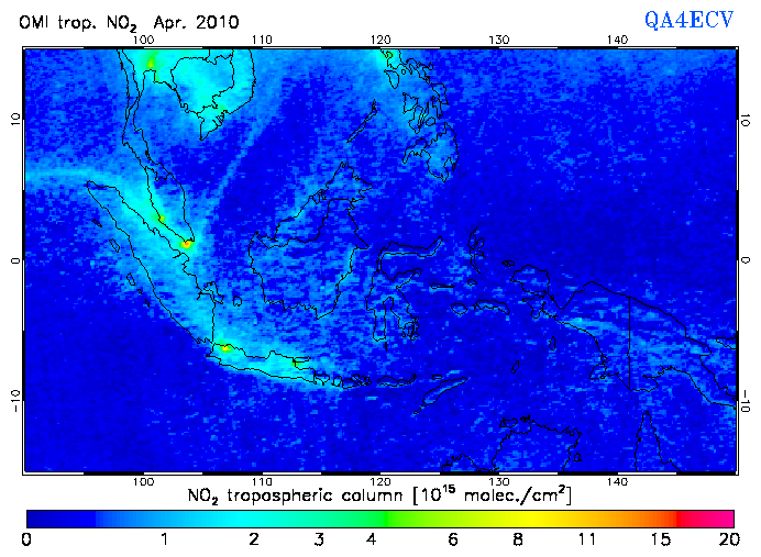 Regional Tropospheric NO2 of April 2010