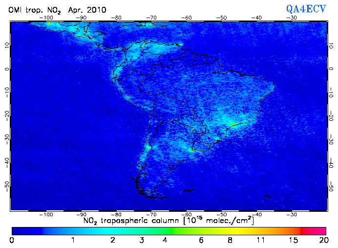 Regional Tropospheric NO2 of April 2010