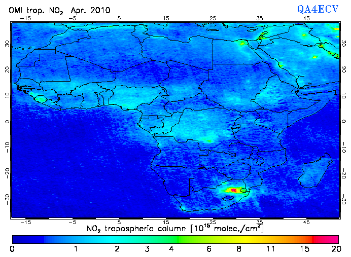 Regional Tropospheric NO2 of April 2010