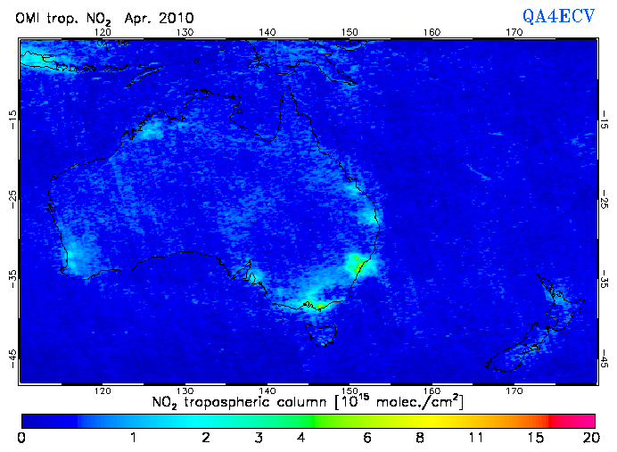 Regional Tropospheric NO2 of April 2010