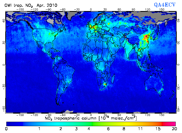 Regional Tropospheric NO2 of April 2010