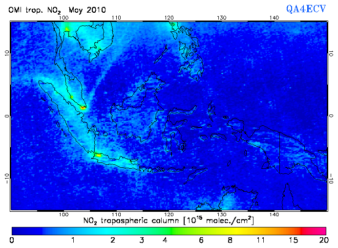 Regional Tropospheric NO2 of May 2010