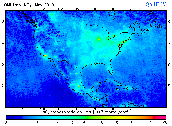 Regional Tropospheric NO2 of May 2010