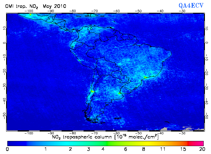 Regional Tropospheric NO2 of May 2010