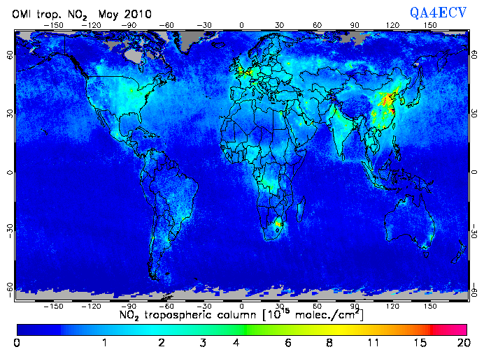 Regional Tropospheric NO2 of May 2010