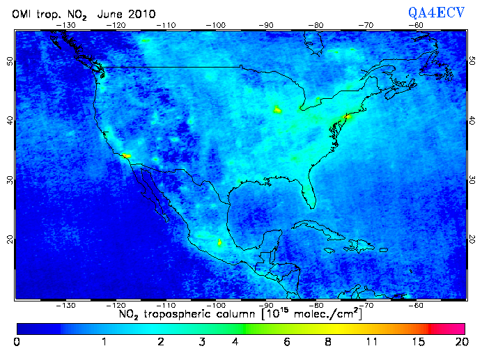 Regional Tropospheric NO2 of June 2010