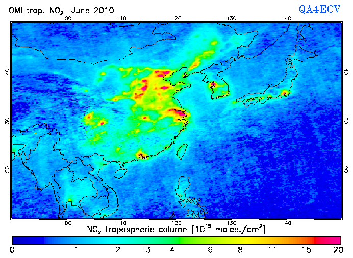 Regional Tropospheric NO2 of June 2010