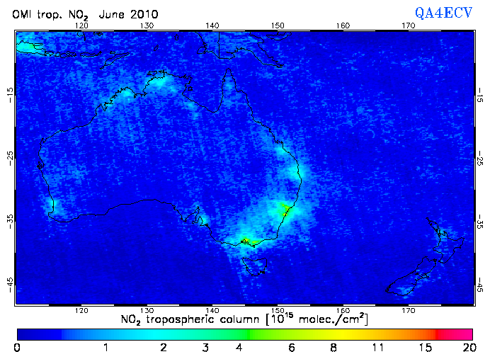 Regional Tropospheric NO2 of June 2010