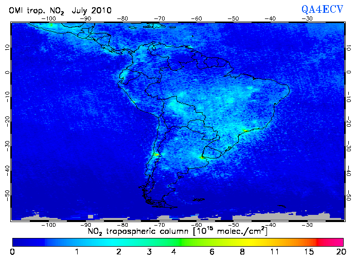 Regional Tropospheric NO2 of July 2010