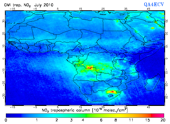 Regional Tropospheric NO2 of July 2010