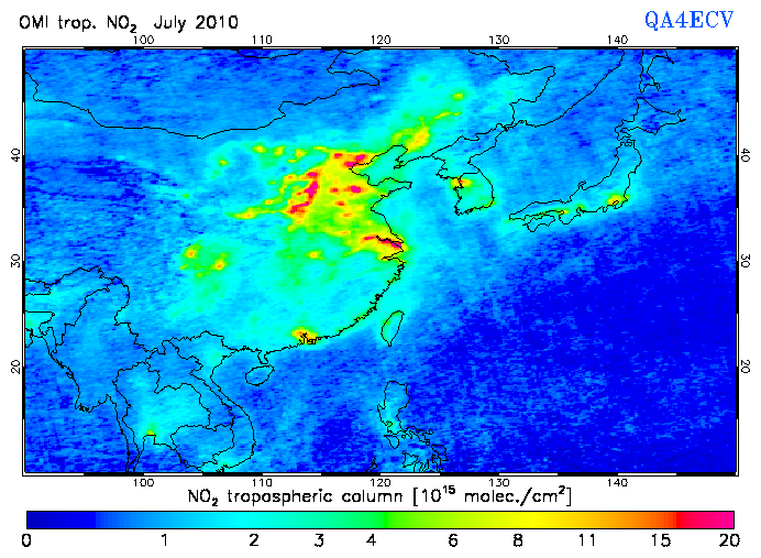 Regional Tropospheric NO2 of July 2010