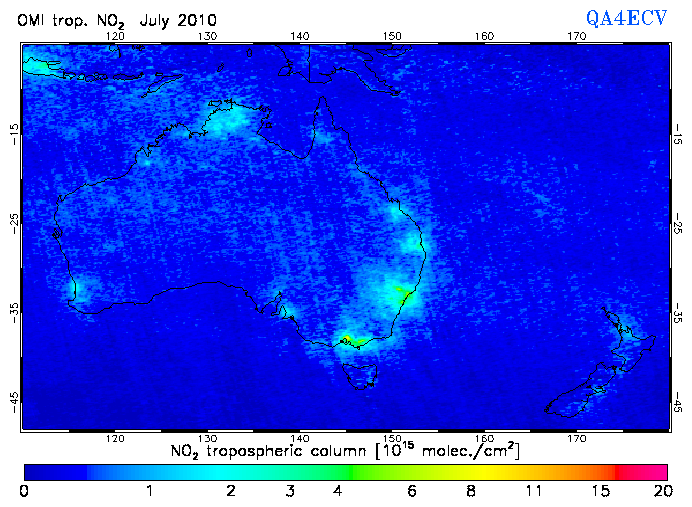 Regional Tropospheric NO2 of July 2010
