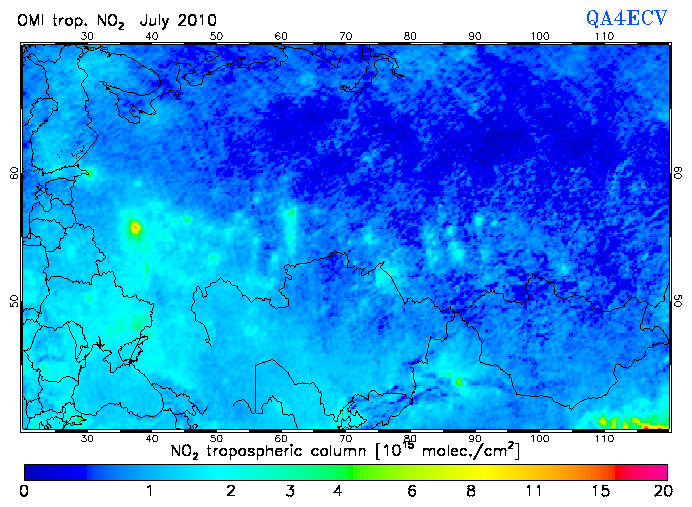 Regional Tropospheric NO2 of July 2010