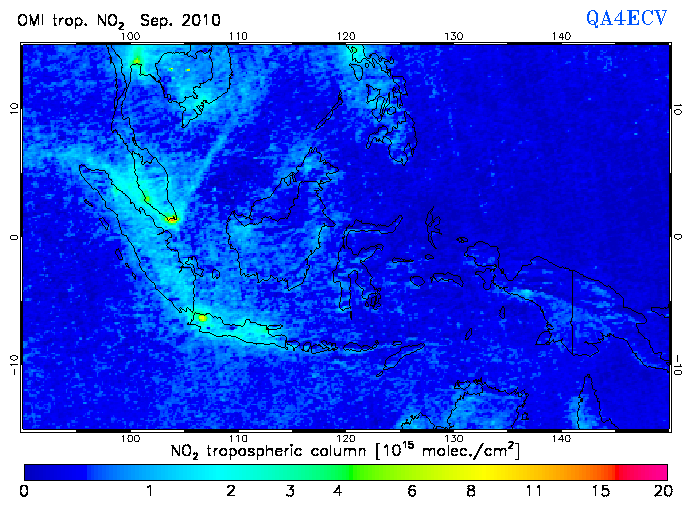Regional Tropospheric NO2 of September 2010