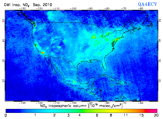 Regional Tropospheric NO2 of September 2010