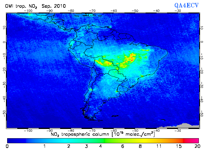 Regional Tropospheric NO2 of September 2010