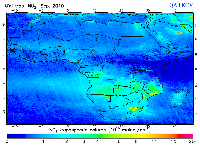 Regional Tropospheric NO2 of September 2010