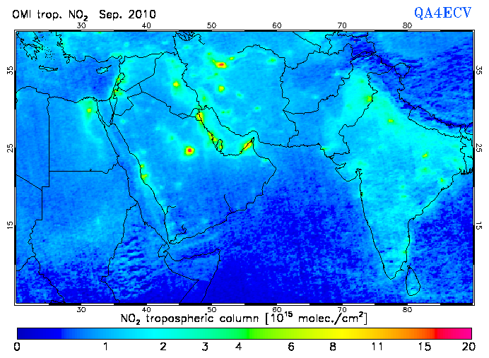 Regional Tropospheric NO2 of September 2010