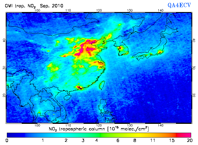 Regional Tropospheric NO2 of September 2010