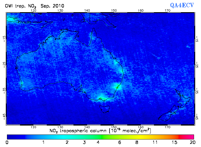 Regional Tropospheric NO2 of September 2010
