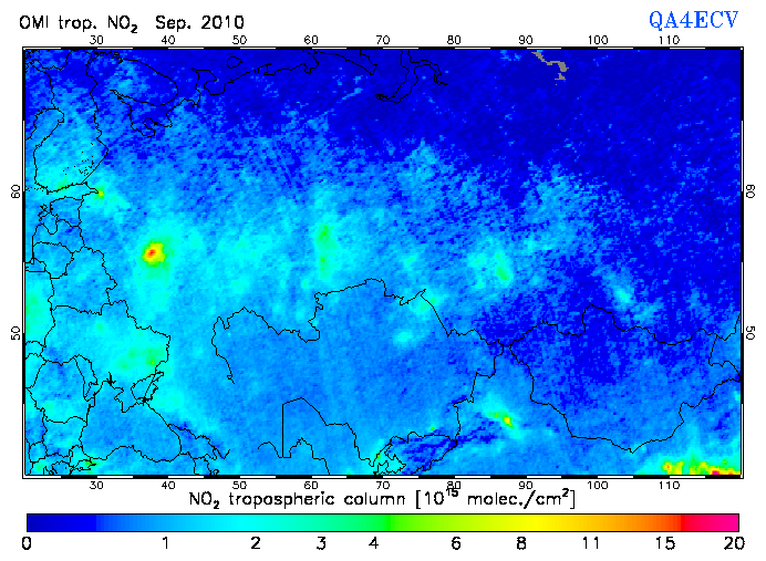 Regional Tropospheric NO2 of September 2010