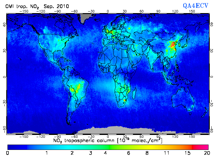Regional Tropospheric NO2 of September 2010